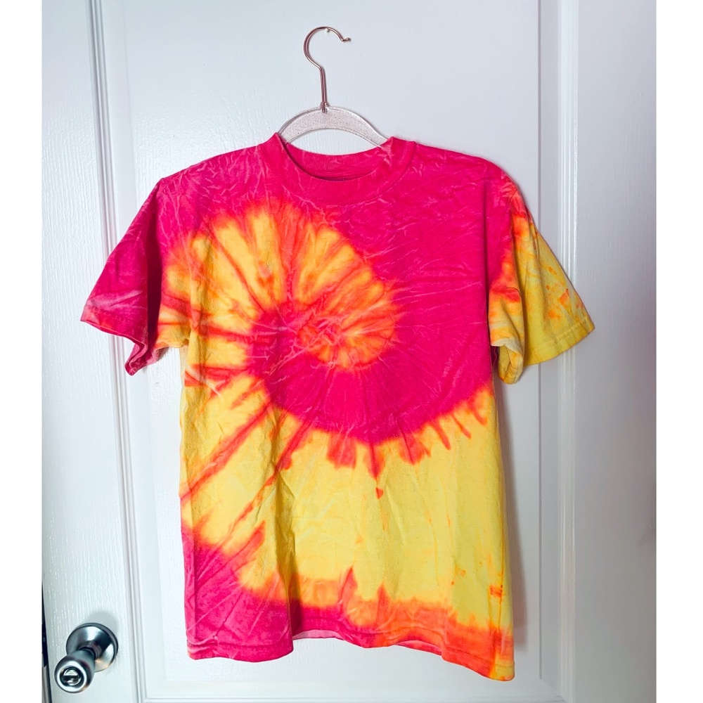 Pink&Yellow Tie Dye TShirt L
